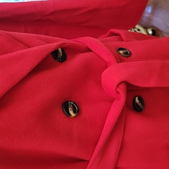 Grace Karin red double breast pea coat long winter oversize trench coat L New… - Picture 6 of 14